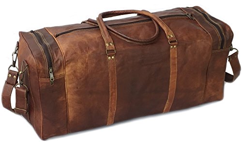 28" Inch Real Vintage Leather Duffel Large Handmade Bags Brown Bag Carry On By Kk's Leather #TOP3