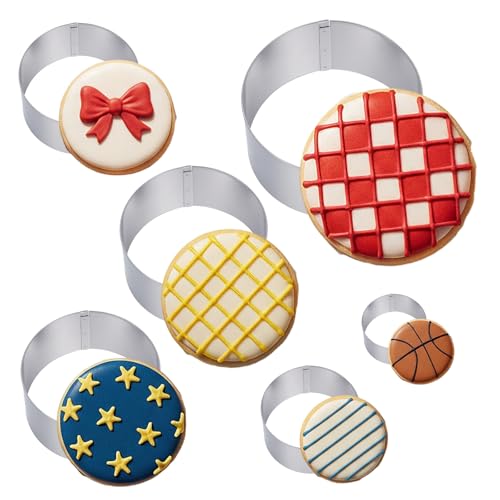 6PCS Round Cookie Cutter, 1.5 2 2.5 3 3.5 4 Inch Pastry Cutters for Baking, Circle Cookie Cutter Set, Stainless Steel Baking Cuttersfor Cookies, Donuts, Biscuits, Pastry, Fondant Molds