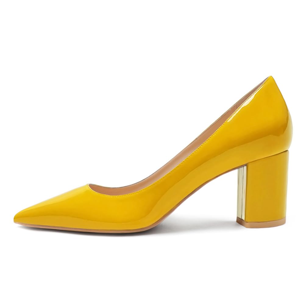 JOY IN LOVE Women's Pointed Toe Chunky Block Heel Pumps | 2.5" Block Heels, Comfortable Dress Shoes, Ideal for Office Work, Formal Events, Party and Wedding