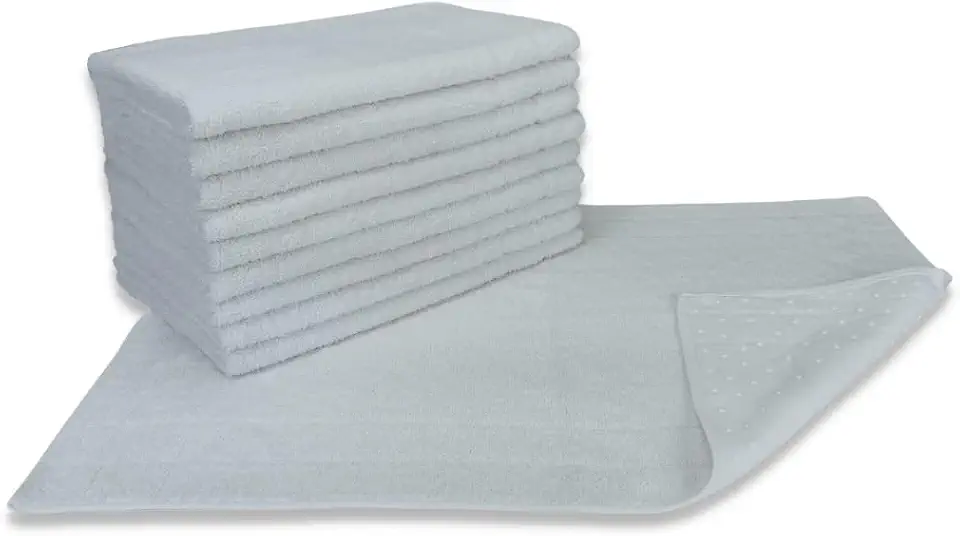 Kit 05 Tapete para Banheiro Atoalhado Felpudo Luxo c/Antiderrapante 550g/m² 45x70cm Padrão Hotel/Pousada - Branco