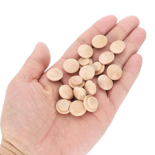 Image of uxcell 36Pcs Wood Button Plugs, 10mm /0.39 inch Hardwood Screw Hole Plug Mushroom Wooden Caps Buttons Wood Plug for Furniture Woodworking Craft Decor (15mm x 10mm)