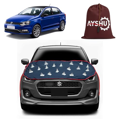 Image of AYSHU Dustproof Car Protection with Spikes for Dogs Compatible with Volkswagen Ameo | Anti-Scratch Bonnet Guard | Heavy Duty Waterproof & UV Resistant Car Body Cover, Black