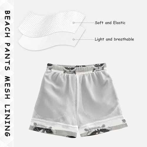 Pigsaly Boys' Swim Board Shorts Vintage White Grey Funny Raccoon Boy's Swim Trunks Kids Swimwear 4T4