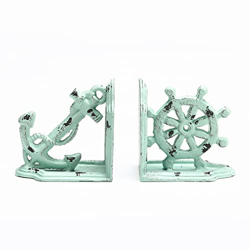 Phaxth Anchor and Wheel - Sujetalibros decorativos (2 unidades), color azul envejecido Cover