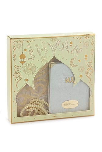 Set de regalo islámico con tapete de oración beige miniatura 2