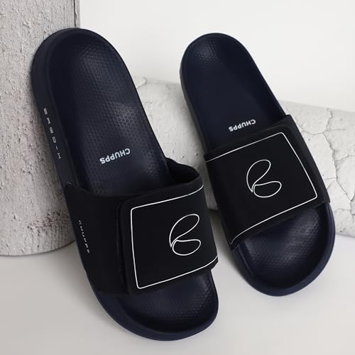Image of CHUPPS Urban Edge Navy & Navy Drift Orthopedic Slippers | Soft Footpharma Footbed | Breathable Ventilation Holes | Lightweight Flip Flops | Anti-Skid Chappals for Everyday For Mens