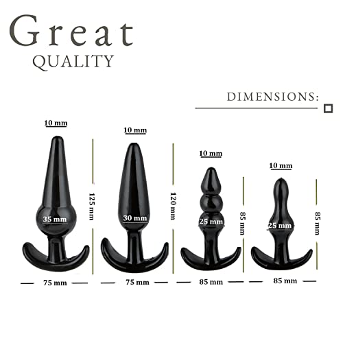 Sensual69 - A49 plug anale plug speelgoed set Bdsms set siliconen 4 in set heren seks beginners buttplug voor vrouwen en mannen, anale sonde, anale pluk, seksspeelgoed, erotiek, bont paren (zwart set) - Afbeelding 4