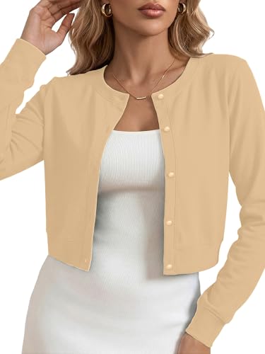 Image of Heymoments Women's Thin Shrugs Long Sleeve Lightweight Cropped Tops Open Front Cardigan for Dress S-2XL