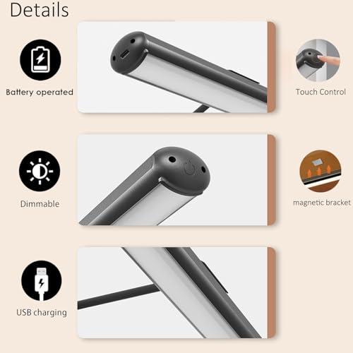 Lámparas de pared sin cable con sensor táctil regulable y 3 modos de luz LED blanca 6