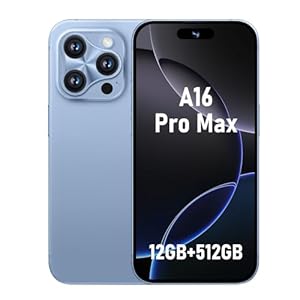 A16 pro max Unlocked Cell Phones,5G Smartphone,Android 13 Cell Phones,Snapdragon 8Gen2 6.8″ HD Screen 48MP+108MP 6800mAh,Support Dual SIM|Fingerprint Lock|GPS|Face ID (Blue)
