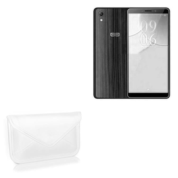 BoxWave Case Compatible with Elephone A2 - Elite Leather Messenger Pouch, Synthetic Leather Cover Case Envelope Design - Ivory White