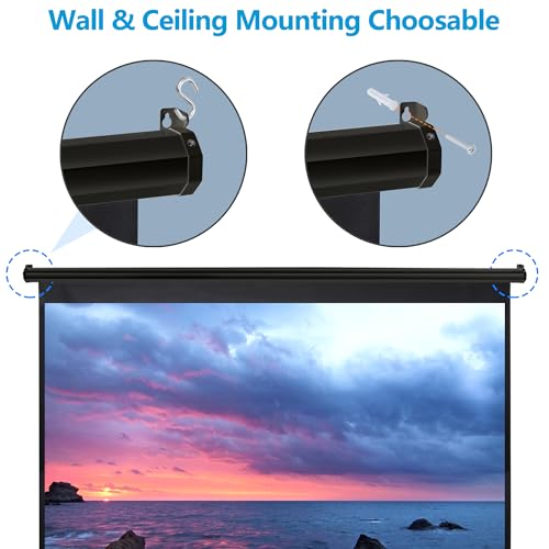 Image of ZENY Projector Screen Pull Down 80 Inch 16:9 HD, Manual Projection Screen Home Theater, Portable Indoor Outdoor Retractable Movie Screen Ceiling Wall Mount