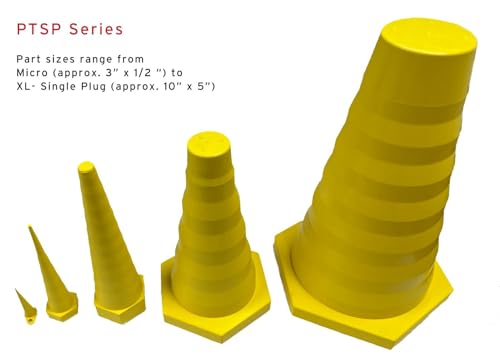 Image of Caplugs PTIND-XL PTSP Series - Pig's Tail Industrial Hydraulic Service Plug, Single Pack, XL Hex, Part Size Range: 2.40 inch- 5.10 inch, Yellow Oil-Resistant Rubber, Leak Prevention (PTIND-XLQ2)
