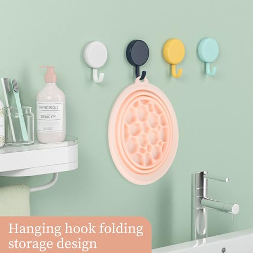 Face Ice Bath Bowl, Silikon-Waschbecken mit Integrierter Eiswürfelschale, Faltbare Waschbecken, Badezimmer Zubehör, Kann Aufgehängt Werden, Rosa