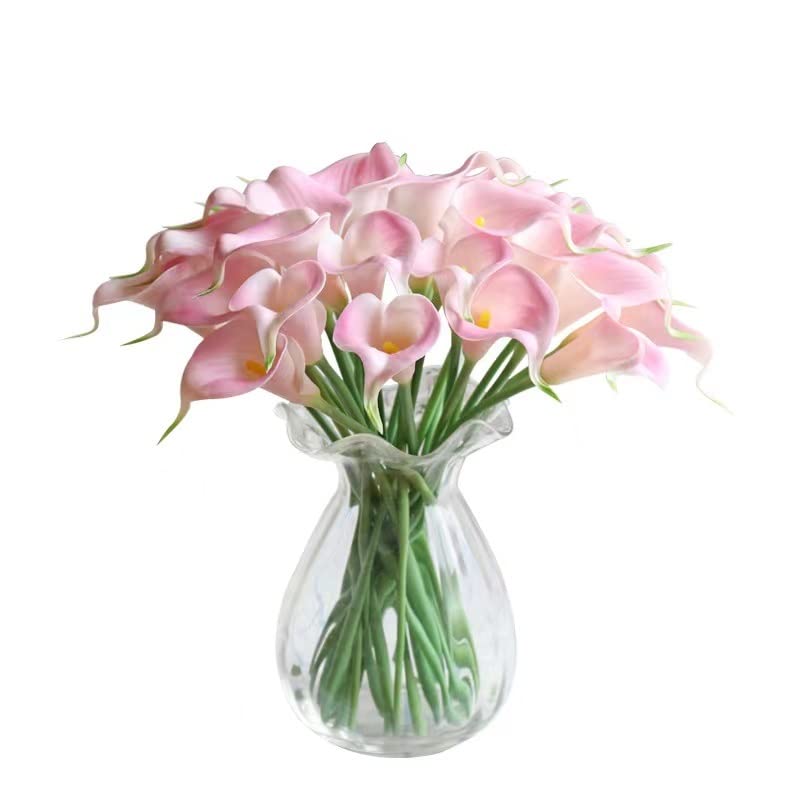 MASINIES Artificial Calla Lilies Fake Lilies Flowers Bouquet, Real Touch Calla Lily Flowers DIY Artificial Flowers for Wedding Flower Arrangement, Home Decor, Garden Party (Pink)