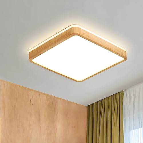 WayLuoung Wooden LED Ceiling Light, b30*30cm - 4500k - No Dimmable