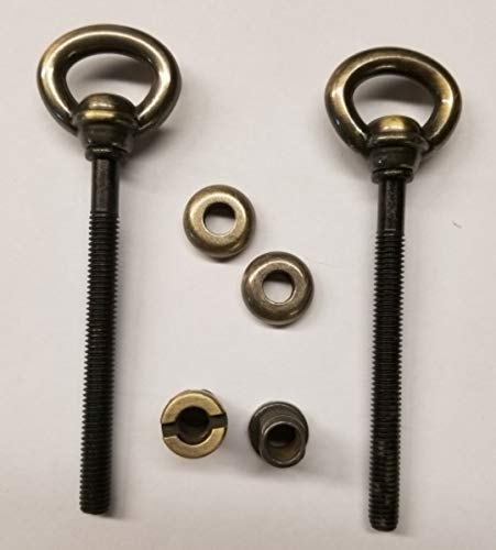 FURNITURE KNOWLEDGE Antique Brass Steel Cheval Mirror Mount Set - vintage retro old kit swing tilt rotate (Antique Brass)