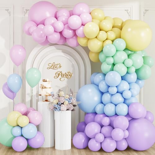 RUBFAC Pastel Balloons Garland Arch Kit, Easter Party Balloon for Birthday Baby Shower Graduation Wedding Gender Reveal Anniversary, 144pcs