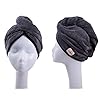 2-Pack-Hair-Drying-Towels-Hair-Towel-Wrap-Super-Absorbent-Microfiber-Hair-Towel-Turban-with-Button-Design-to-Dry-Hair-QuicklyDark-GrayLight-Gray M-bestl 2 Pack Hair Drying Towels, Hair Towel Wrap, Absorbent Microfiber Hair Towel Turban with Button Design to Dry Hair Quickly(Dark Gray&Light Gray)