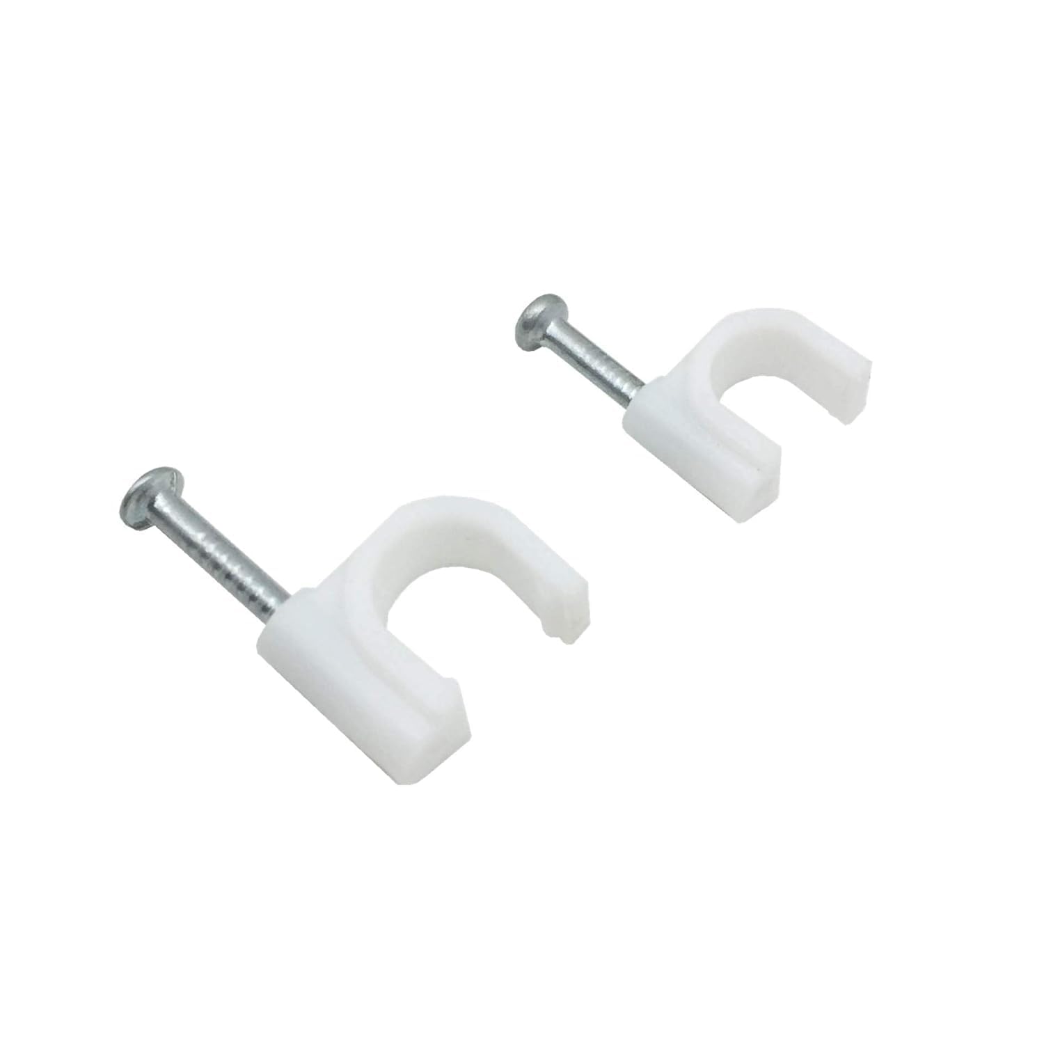 Eesteck White 200 Pack 2 Sizes Strong Cable Clips, 6Mm & 8Mm Round Cable Wire Clips With Steel Nails Cable Staples Cable Management Cable Cord Fasteners Electrical Ethernet Tv Speaker Wires