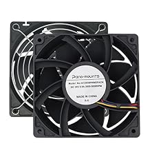 2-Pack 24V DC 120mm High CFM 12038 120mm x 38mm 4.72inch 0.8A High Speed Dual Ball Bearing 4Pin PWM Brushless PC Computer CPU Case Miner Exhaust Ventilation Fan with Metal Guard Grill 3000-5000RPM