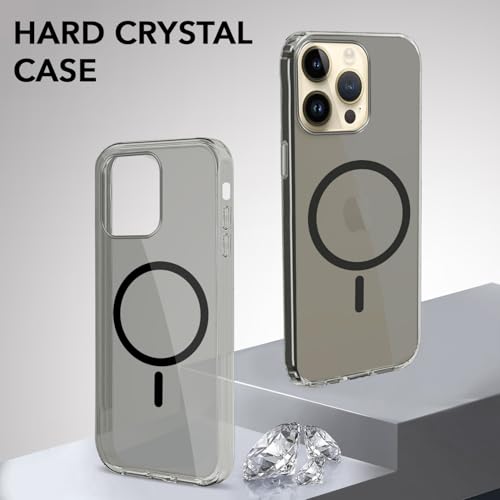 Image of Jkobi Lifetime Anti-Yellow MagSafe Compatible Clear Back Cover Case for Apple iPhone 14 Pro Max (Sleek Hard Crystal | Shockproof and Camera Protection)