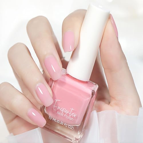 Image of Pink Nail Polish, Baby Pink Light Pink Nail Varnish, Quick Dry Long Lasting Natural Breathable, Non Toxic High Pigmented Spring Summer Jelly Coral Nail Polish Nail Art Manicure for Women