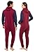 Skylinewears Unisex Adult Onesie One Piece Pajama Romper Hooded Zip Sleepwear Jumpsuit for Men and Women NavyArm-Maroon-XL
