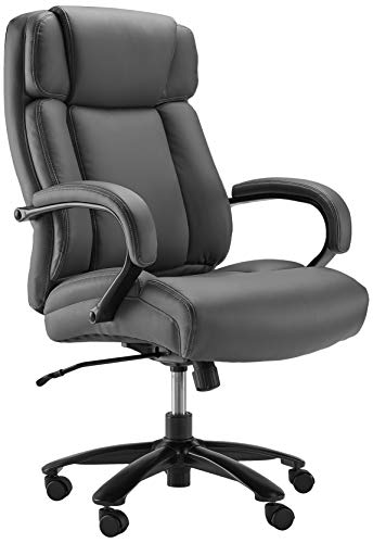 Amazon Basics Big & Tall Adjustable Executive Office Chair – 500-Pound Capacity, Grey Faux Leather Amazon Basics Big & Tall Adjustable Executive Office Chair – 500-Pound Capacity, Grey Faux Leather