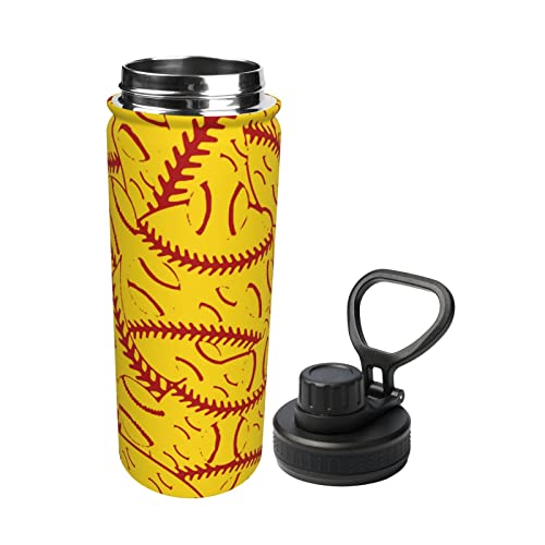 Water Bottle Baseball-Tennis-Strategy-Pattern 18 Oz Stainless Steel Vacuum Insulated Wide Flask With Leakproof Spout Lid #TOP1