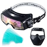 Meonum Auto Darkening Welding Goggles, Wide Rang Shade 4/5-9/9-13, Welding Glasses with Welder Mask and 10 Replacement Lenses, Adjustable Sensitivity work for TIG MIG ARC Plasma Cutting