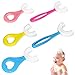 Lot de 5 brosses à dents en forme de U pour enfants de 2 à 12 ans - Poils en silicone - Massage des gencives - Nettoyage complet