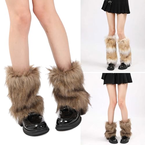 Women Plush Leg Warmers Fuzzy Winter Boot Toppers Cuffs Thick Thermal Warm Furry Foot Covers Footless Socks2
