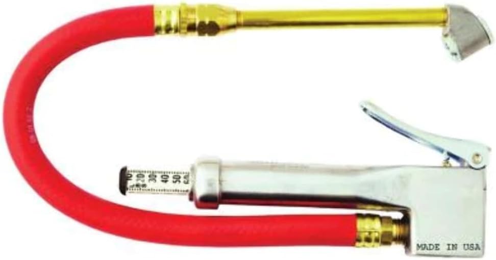 Milton S-522 Bayonet Tire Inflator Gauge, 12" Hose Dual Truck Tire Air Chuck Head, Made in USA 10-120 PSI