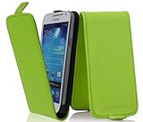 cadorabo Coque pour Samsung Galaxy S4 Mini en Vert Perroquet   Housse Protection en Style Flip en Similicuir Lisse   Etui Poche Folio Case Cover