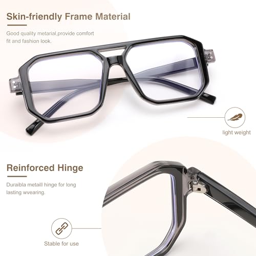 Image of FEISEDY Blue Light Blocking Glasses, Aviator Frame Computer Reading /Gaming /TV /Phones Glasses for Women Men B0165