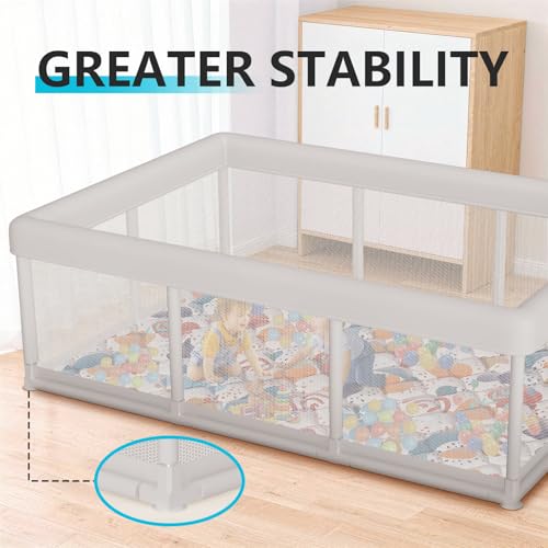Image of Baby Playpen 74x50 in PlayPen for Babies and Toddlers, Large Play Yards for Indoor & Outdoor with Zipper Gates, Breathable Mesh with Mat