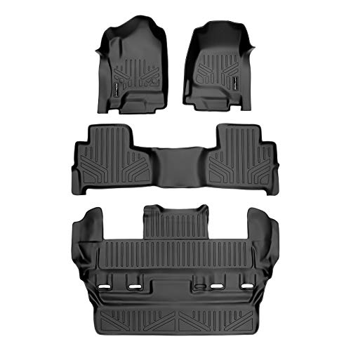 SMARTLINER Custom Fit Floor Mats 3 Row Liner Set Black Compatible with 2015-2020 Chevrolet Tahoe / GMC Yukon