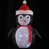 KONTONTY Adorno Luminoso Navideño Pingüino Telescópico de Metal Caja de Batería para Decoración de Tienda y Hogar en Navidad