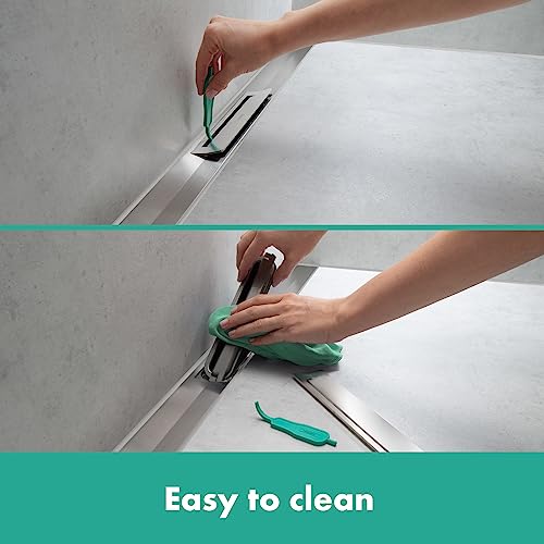 hansgrohe Fertigset Duschrinne RainDrain Flex, Abflussrinne 1000mm, Bodenablauf Dusche kürzbar zur Wandmontage, Edelstahl gebürstet