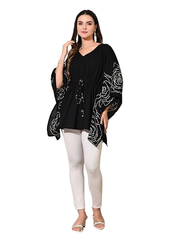 Black Tie-up Kaftan Top-image-1