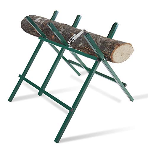 Kapler Log Sawhorse For ChainSaw, Foldable Steel Wood Saw Horse With Notched Sawtooth And Wood Log Fixed Spring, Supporting Weight 150 Lbs - Thumbnail 2
