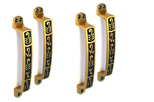 Image of Door Handle Cool Door Handles for Main Door Aluminum (7 Inch), Antique- Finish Door Handles for Home and Office for Wooden & Glass Door Handle, Pull Door Handle (Pack of 2 Pair, Leaf)