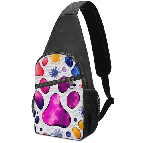 Mochila deportiva Colorful Paw tipo bandolera para senderismo