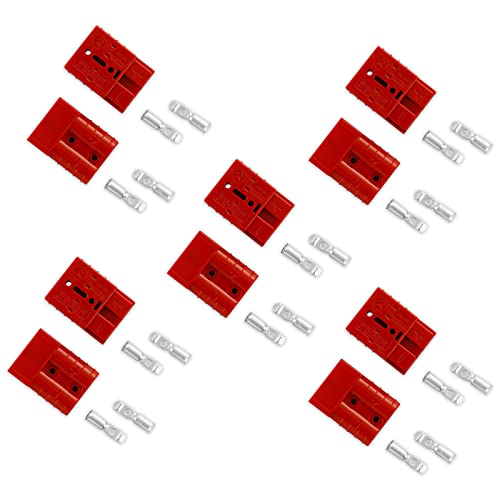 micrl 10 Pcs 6-8 Gauge 50 Amp Battery Quick Connect/Disconnect, Jumper Cable Plug Connector Kit for Recovery Winch, Forklift, Towing Systems(Red)