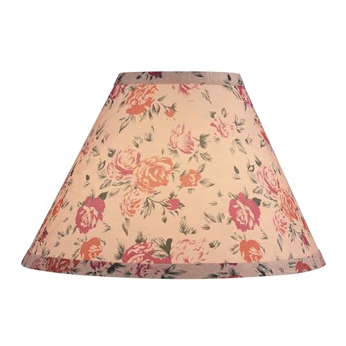 Image of Aspen Creative 56042, Hardback Empire Transitional UNO Shade in Peanut Brown Floral Pattern, 4 inch Top x 10 inch Bottom x 7 inch Slant, Slip UNO 33mm Table Lamp
