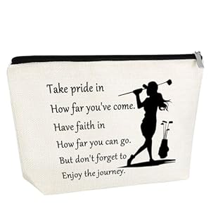 Golf Lover Gift: Inspirational Makeup Bag for Golfer Girls – Zipper Travel Pouch