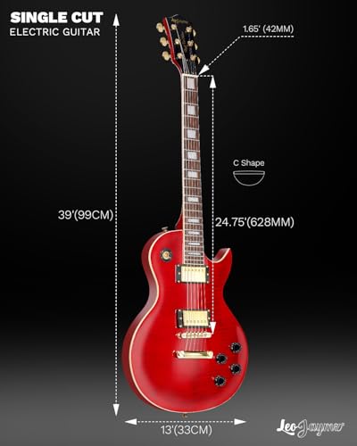 Image of Leo Jaymz SC Series Electric Guitar - Mahogany Body, Laurel Fingerboard, Dual Humbuckers, Tune-O-Matic Bridge, C Neck, 18:1 Tuners (Red)