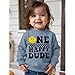 SOFEON First Birthday Sweatshirt Baby Boy One Happy Dude Pullover 1st Birthday Outfit One Year Old Long Sleeve Shirt Fall Top(Light Blue,1T(80))
