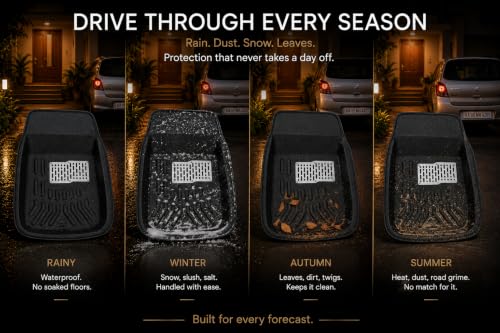 Image of PVC 3D Car Floor Mats for Maruti Suzuki Alto | Full Floor Coverage | Anti Slip Texture | Beige Interior Protection Mat Set | 3 Pieces | Pack of 1